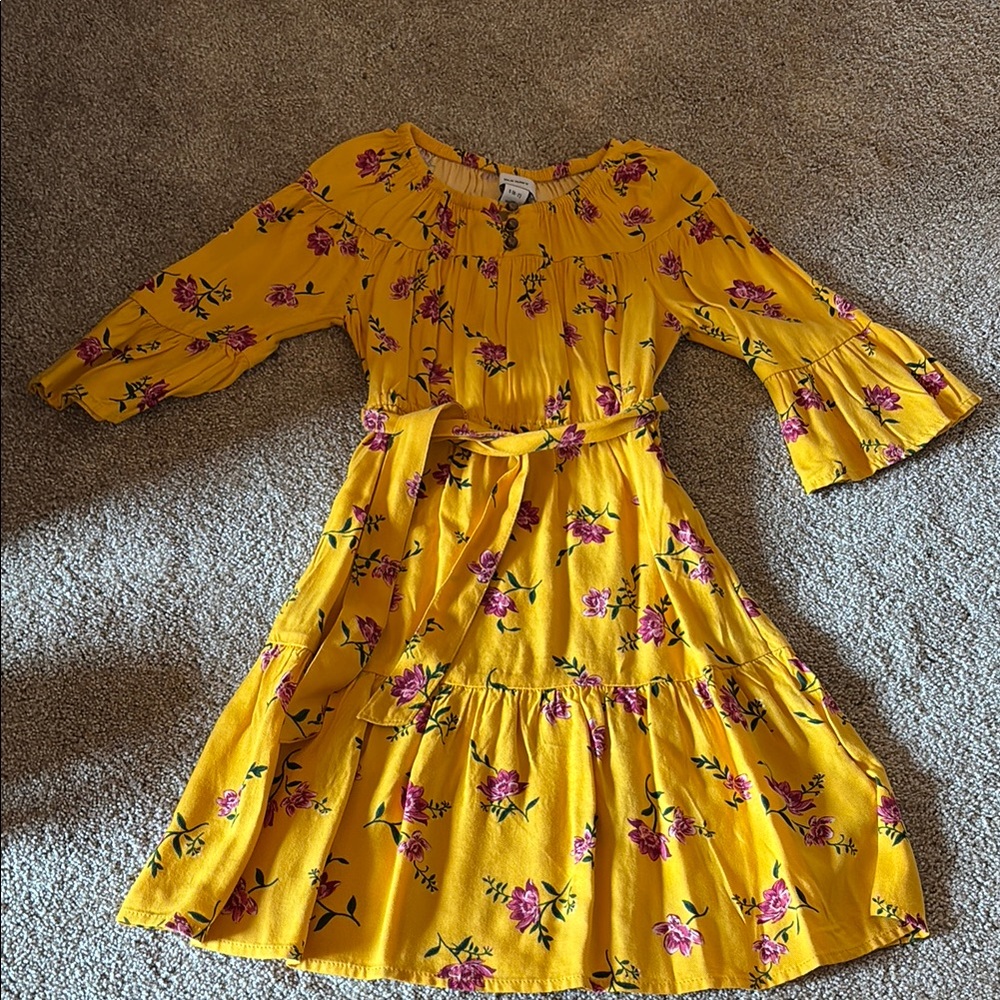 Floral Yellow Kids Dress